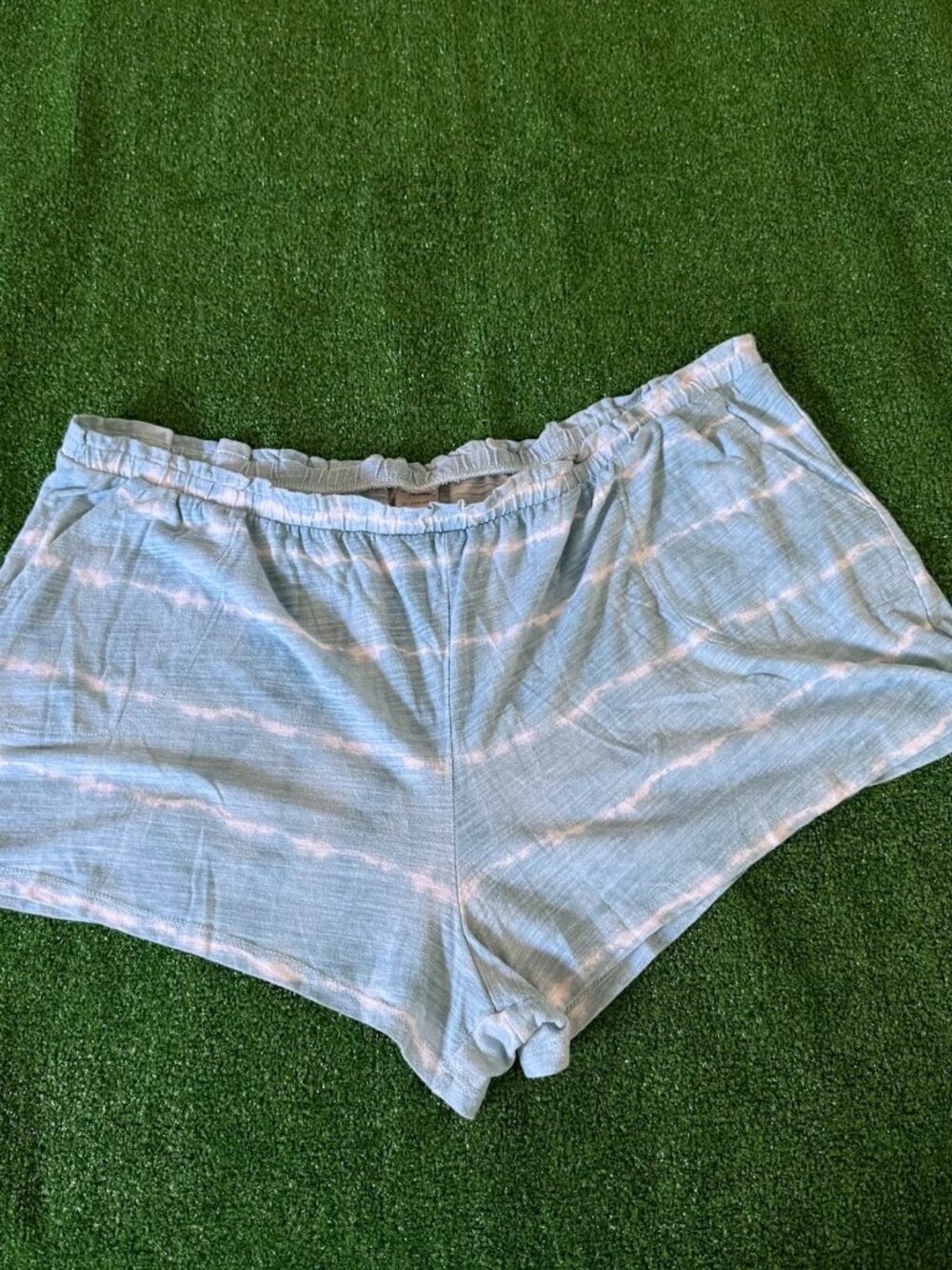 Secret Treasures Blue & White Waistband Side Pocket Tie Dye Sleep Shorts Plus 2X
